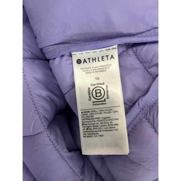 Athleta Women’s 1X Whisper Featherless Quilted Puffer Jacket Light Purple - Picture 12 of 16